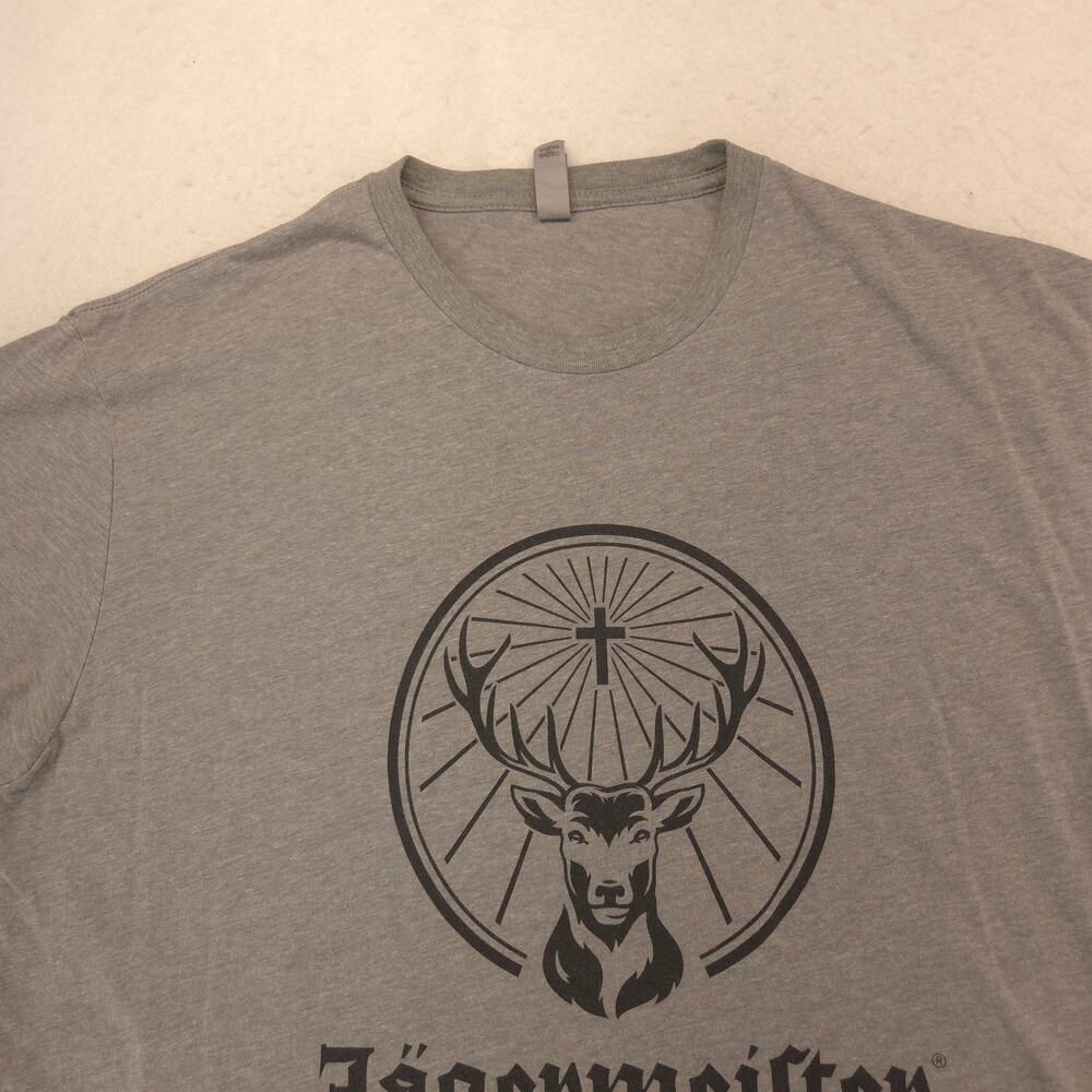 Jagermeister Crew Neck Shorts Sleeve Shirt Adult Mens Size Extra Large XL Gray